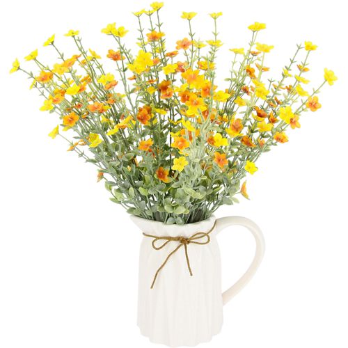 4019844774721 - Kunstblume IGEA Blütenbusch gelb (gelb orange) B35cm H43cm Bast Keramik Kunststoff Polyester Kunstpflanzen Im Keramik-Krug mit Schleife 4019844774721 - Kunstblume IGEA Blütenbusch gelb (gelb orange) B35cm H43cm Bast Keramik Kunststoff Polyester Kunstpflanzen Im Keramik-Krug mit Schleife
