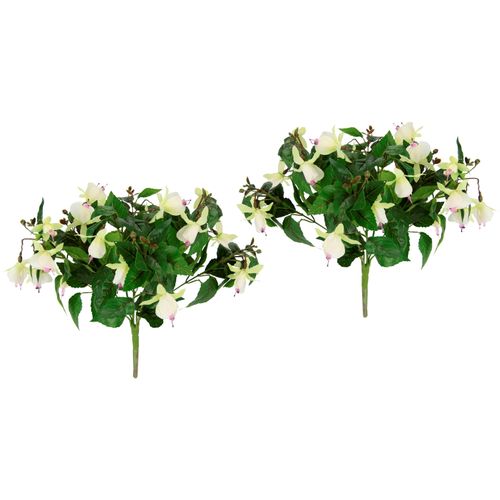 4019844795429 - Kunstblume IGEA Fuchsienbusch rosa (weißrosa) B24cm H38cm L24cm Obermaterial 80% Polyester 20% Kunststoff Kunstpflanzen 2er Set Zimmerpflanze Deko Doppelblütenblätter Topfpflanze Hybrid Hort