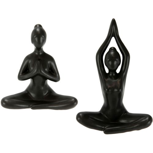 4019844793302 - Dekofigur IGEA Yoga-Frau Dekofiguren Gr B H 16 cm x 17 cm schwarz Weihnachtsengel Weihnachtsfiguren 2er Set Yogafigur Yogaskulptur