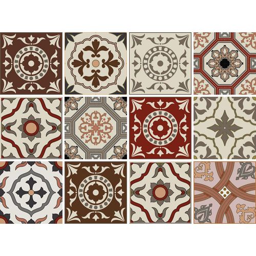 4049009858775 - Fliesenaufkleber HOME AFFAIRE Ornamente rot B15cm H15cm Fliesenaufkleber Stickerfliesen selbstklebend Sticker 12er Set