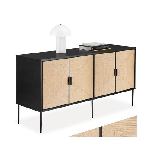 4061173271709 - tectake® Sideboard im Boho-Stil Holzkorpus mit Fronten in Jute-Optik Softclose-Scharniere für sanftes Schließen 150 x 47 x 77 cm höhenverstellbare Füße 4061173271709 - tectake® Sideboard im Boho-Stil Holzkorpus mit Fronten in Jute-Optik Softclose-Scharniere für sanftes Schließen 150 x 47 x 77 cm höhenverstellbare Füße
