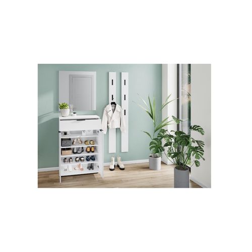 4005949279032 - Schuhschrank GERMANIA Stanton Schränke Gr B H T 75 cm x 108 cm x 37 cm 2 St weiß Schuhschränke Schuhschrank mit einer Schublade und zwei Türen