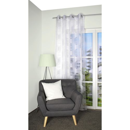 4056751486514 - Gardine HOME WOHNIDEEN BRENNON Gr 1 weiß (wollweiß) B140cm H245cm Ausbrenner Polyester Viskose Gardinen DEKO AUSBRENNER ÖSEN