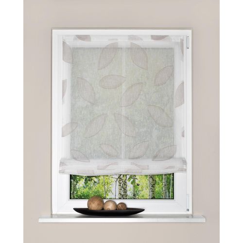 4056751531757 - Raffrollo HOME WOHNIDEEN MORAN Gr 1 grau (steinfarben) B80cm H140cm Obermaterial 100% Polyester Raffrollos Raffrollo Leinenoptik Scherlimusterung