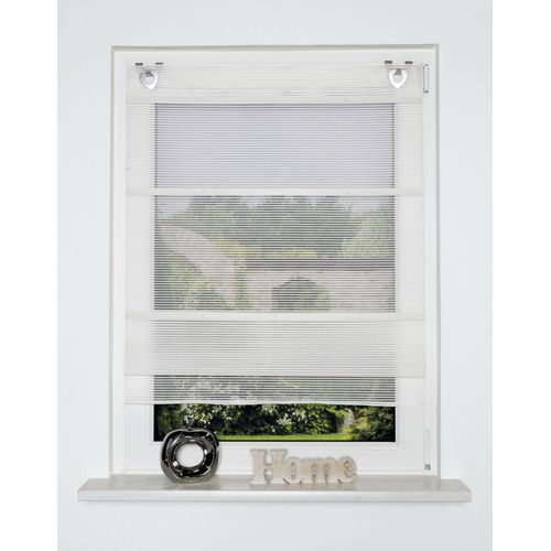 4056751436588 - Raffrollo HOME WOHNIDEEN JÖRG Raffrollos Gr 130 cm Ösen 45 cm weiß (wollweiß) Raffrollos halbtransparent Magnetrollo JÖRG mit Querstreifen