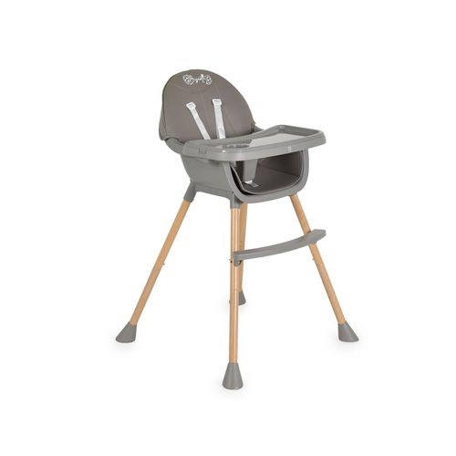 3801005152667 - Kinderhochstuhl Biscotti 2 in 1 Kinderstuhl Anti-Rutsch-Füße Doppeltablett grau