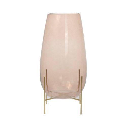 4063074535973 - Dekovase KAYOOM Glasvase Crea 125 rosa braun B23cm Vasen Mundgeblasene Glasvase handgefertigt mit Metallständer