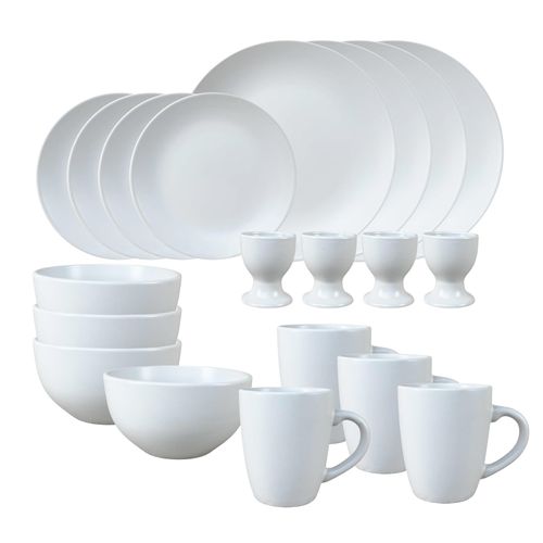 4255701934123 - 20-teiliges Tafelservice in Weiß Geschirr-Set für 4 Personen