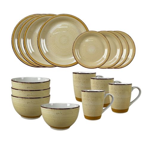 4255701934185 - 16-teiliges Tafelservice aus Keramik Beige