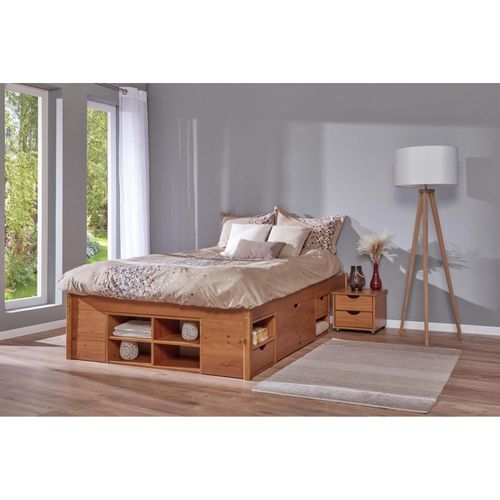 4010340972185 - Funktionsbett Till 180x200 cm Kiefer Massivholz braun lackiert inkl Lattenrost