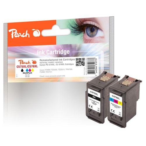 7640366810733 - C575 XL 2 Druckköpfe XL (bk col) ersetzt Canon PG-575XL CL-576XL für zB Canon Pixma TS 3700 Canon Pixma TR 4755 i Canon Pixma TS 3750 i (wiederaufbereitet)
