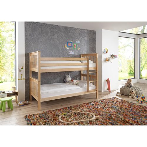 4250468504855 - - Etagenbett Kick mit 2 Liegeflächen 90 x 200 cm Buche massiv natur lackiert