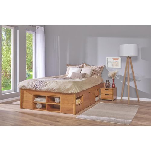 4010340972178 - Funktionsbett Till 140x200 cm Kiefer Massivholz braun lackiert inkl Lattenrost
