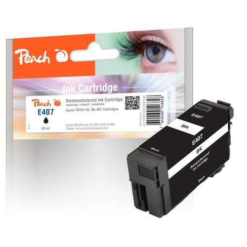 7640460546828 - E407 BK Druckerpatrone bk ersetzt Epson No 407BK C13T07U140 für zB Epson WorkForce Pro WF -4745 DTWF (wiederaufbereitet)