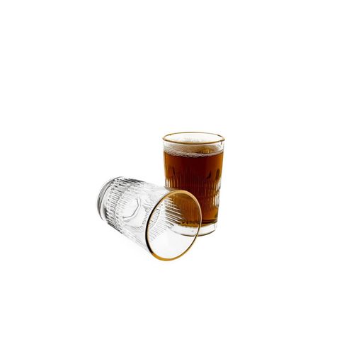 4255829518328 - Gläser-Set mit Riffle-Design 12 teilige Wassergläser mit Goldumrandung