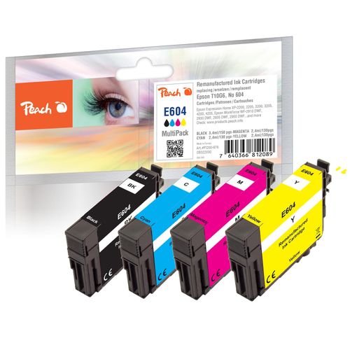 7640366812089 - E604 4 Druckerpatronen (bk c m y) ersetzt Epson No 604 T10G640 für zB Epson Expression Home XP -2200 Epson Expression Home XP -2205 (wiederaufbereitet)