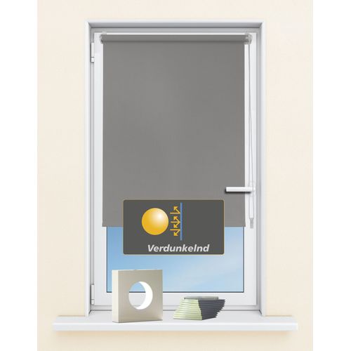4250178715176 - Seitenzugrollo KUTTI Seitenzugrollo Luna verdunkelnd Klemmfix ohne Bohren Fixmaß Gr 10 grau (taupe) B90cm H220cm Polyester Rollos Sichtschutz Sonnenschutz