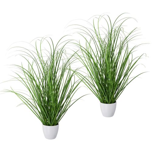 4064118077817 - Kunstgras CREATIV GREEN Grasbusch Kunstpflanzen Gr H 50 cm 2 St grün Kunstgras Kunst-Gräser Kunstpflanzen 2er Set im dekorativen Kunststofftopf