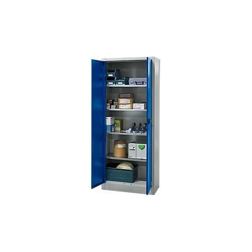 4051273786326 - Schäfer Shop Pure Materialschrank abschließbar 4 Böden B 800 x T 400 x H 1935 mm Stahl lichtgrau enzianblau