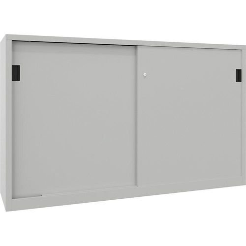 4055479241863 - Schiebetürenschrank Höhe 1200 mm Vollblechtüren BxT 2000 x 600 mm mit Trennwand und 2 x 2 Fachböden Tür lichtgrau kaiserkraft