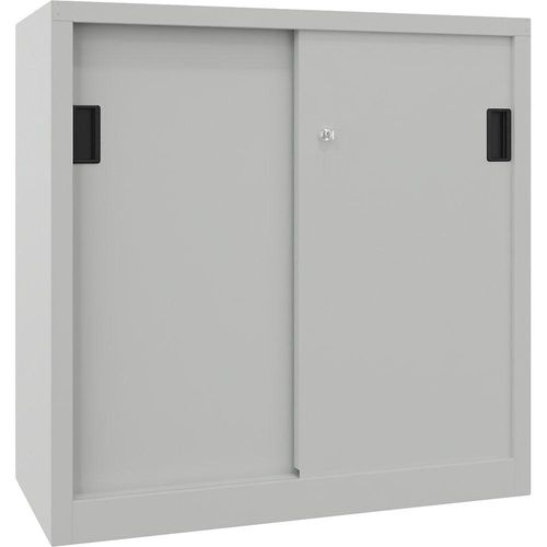 4055479192899 - Schiebetürenschrank Höhe 1000 mm Vollblechtüren BxT 1000 x 400 mm mit 2 Fachböden Tür lichtgrau kaiserkraft