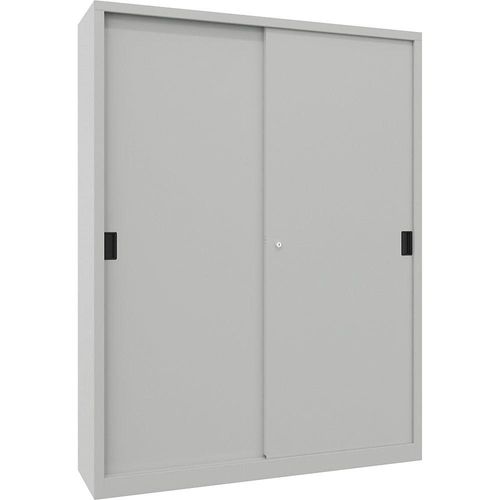 4055479253446 - Schiebetürenschrank Höhe 1950 mm Vollblechtüren BxT 1500 x 400 mm mit Trennwand und 2 x 4 Fachböden Tür anthrazit kaiserkraft