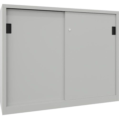 4055479233271 - Schiebetürenschrank Höhe 1200 mm Vollblechtüren BxT 1500 x 600 mm mit Trennwand und 2 x 2 Fachböden Tür enzianblau kaiserkraft