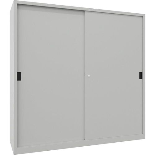 4055955117439 - Schwerlast-Schiebetürenschrank Höhe 1950 mm Vollblechtüren BxT 2000 x 600 mm mit Trennwand und 2 x 4 Fachböden Tür lichtgrau kaiserkraft