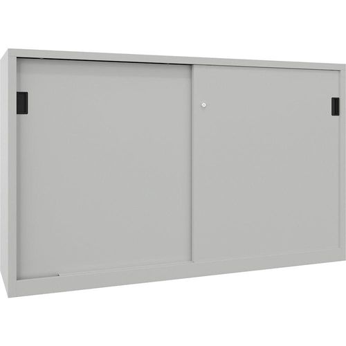 4055955127933 - Schwerlast-Schiebetürenschrank Höhe 1200 mm Vollblechtüren BxT 2000 x 500 mm mit Trennwand und 2 x 2 Fachböden Tür enzianblau kaiserkraft