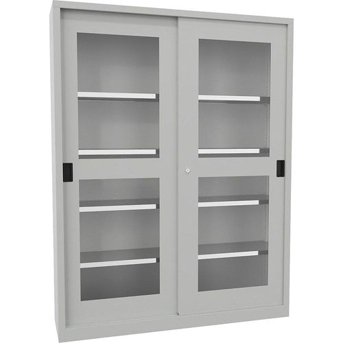 4055479254870 - Schiebetürenschrank Höhe 1950 mm Sichtfenstertüren BxT 1500 x 400 mm mit Trennwand und 2 x 4 Fachböden Tür anthrazit kaiserkraft 4055479254870 - Schiebetürenschrank Höhe 1950 mm Sichtfenstertüren BxT 1500 x 400 mm mit Trennwand und 2 x 4 Fachböden Tür anthrazit kaiserkraft