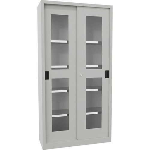 4055479002617 - Schiebetürenschrank Höhe 1950 mm Sichtfenstertüren BxT 1000 x 400 mm mit 4 Fachböden Tür lichtgrau kaiserkraft 4055479002617 - Schiebetürenschrank Höhe 1950 mm Sichtfenstertüren BxT 1000 x 400 mm mit 4 Fachböden Tür lichtgrau kaiserkraft