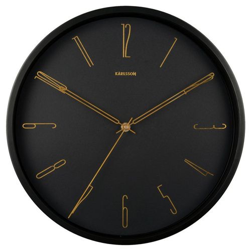 8714302715112 - Wanduhr Belle  Schwarz Gold  Metall  35x35x4 cm  Dekoration Uhren Wanduhren