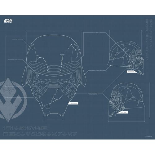 4055065165085 - Bild KOMAR Star Wars EP9 Blueprint Kylo Helmet schwarz-weiß (farbe bild(er) schwarz weiß) B50cm H40cm Papier Holz Bilder Wandbild zur Dekoration im Kinderzimmer - ohne Rahmen