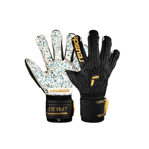 4060485474228 - Torwarthandschuhe REUSCH Attrakt Freegel Fusion Ortho-Tec Damen Gr 10 gold (schwarz goldfarben) 59% Elastodien 27% Polyamid 9% Polyester 5% Polypropylen mehrfarbig sportlich Handschuhe mit Evolution Negative Cut