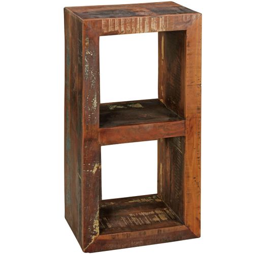 4251745763538 - Holzregal EWA Rustikales Standregal Cube-Form Vintage-Shabby-Look 2 Innenräume recyceltes Mango-Massivholz