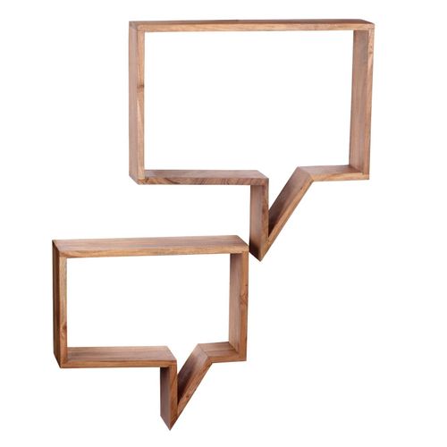 4251745758886 - Wandregal Set NAKO Massivholz Zeitungsablage Sprechblasen Design inkl Montagematerial