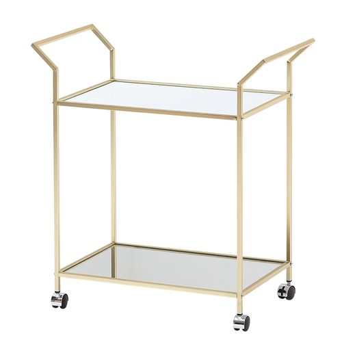 4251745781556 - Servierwagen in Gold Beistelltisch Rollen Verspiegelte Ablageflächen 4251745781556 - Servierwagen in Gold Beistelltisch Rollen Verspiegelte Ablageflächen