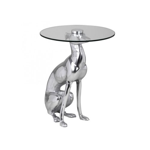 4251745765020 - Windhund Skulptur Deko Beistelltisch Aluminium Glas - Handgefertigt Einzigartig