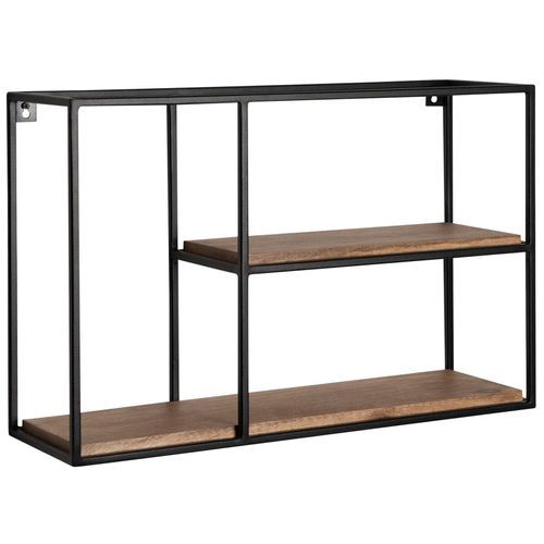 4255632532122 - Schweberegal aus Mango Massivholz 60x40x18 cm Stilvolles Regal im Industrial Design