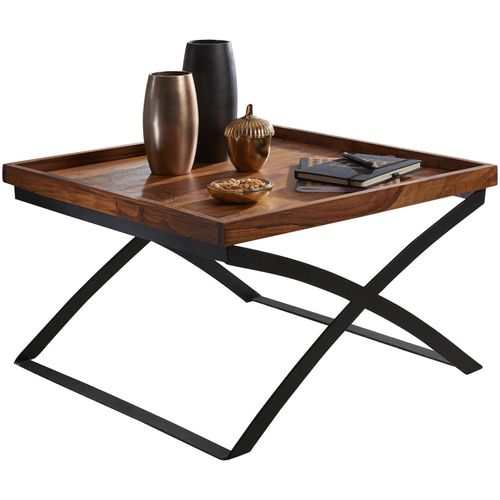 4251745766508 - Quadratischer Couchtisch im Industrial-Stil Sheesham & Eisen 63x39x63 cm