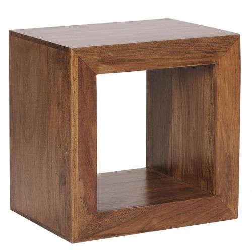 4251745764313 - Sheesham Holz Standregal Beistelltisch Geradlinig Handgefertigt 44x44x33 cm