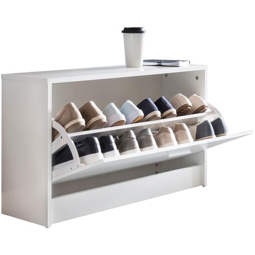 4251745759944 - Holz-Schuhkipper in Weiß mit Ablage und 1 Fach 80x47x24 cm – kompakt & funktional für den Flur