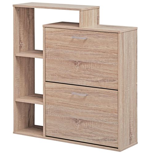 4251745765174 - Schuhkipper Holz für 12 Paar Schuhe - Sonoma Eiche Modernes Design Metallgriffe MDF-Holz KADIMA DESIGN