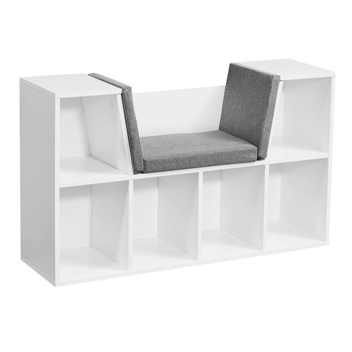 4251745767963 - Schuhregal mit Sitzbank weißer Korpus graue Polsterung 6 Fächer 1015x615x30 cm