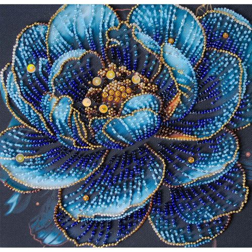4823095817843 - Perlen-Stickbild Blaue Blüte 20 x 20 cm