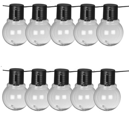 8719099951149 - LUXFORM Lichterkette Solar-Lichterkette Menorca Partybeleuchtung 10xLED schwarz (schwarz transparent) Kabellänge 2m x Gesamtlänge 38m Lichterketten aus Kunststoff gefertigt