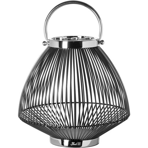 4042911470486 - Kerzenlaterne FINK FLIX Kerzenhalter Gr H 27 cm silberfarben (schwarz silberfarben) Windlichter Laternen Kerzenhalter aus Eisen Höhe ca 27 cm