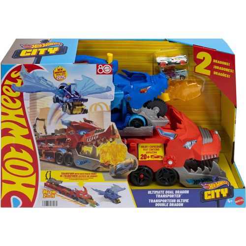0194735264179 - Hot Wheels Spielfahrzeug City Ultimativer 2-in-1 Drachen Transporter