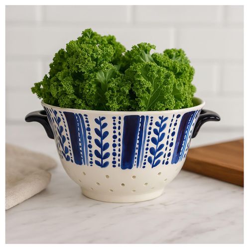 4255701920638 - neuetischkultur Keramik Küchensieb mit Griffen stilvolles Sieb für Obst Gemüse und Pasta