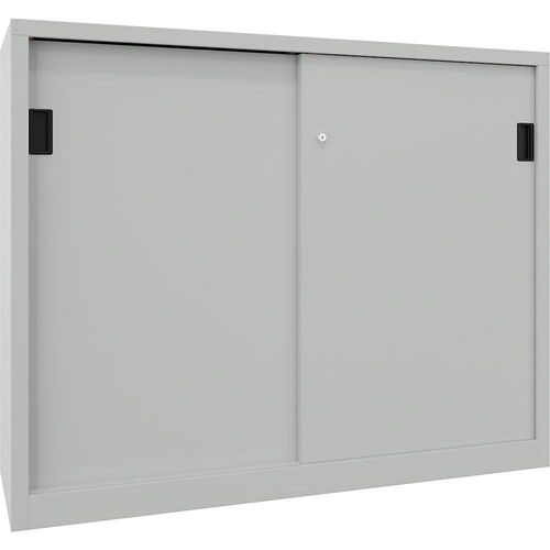 4055479233226 - Schiebetürenschrank Höhe 1200 mm Vollblechtüren BxT 1500 x 600 mm mit Trennwand und 2 x 2 Fachböden Tür lichtgrau kaiserkraft 4055479233226 - Schiebetürenschrank Höhe 1200 mm Vollblechtüren BxT 1500 x 600 mm mit Trennwand und 2 x 2 Fachböden Tür lichtgrau kaiserkraft